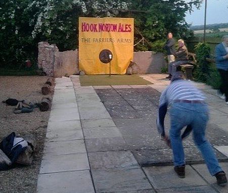 Aunt Sally being played in the Cotswolds.